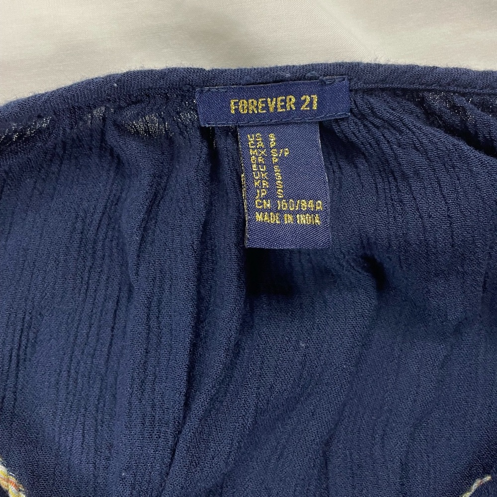 FOREVER 21 Boho Embroidered Peasant Blouse with Tassels, Small - Picture 5 of 5
